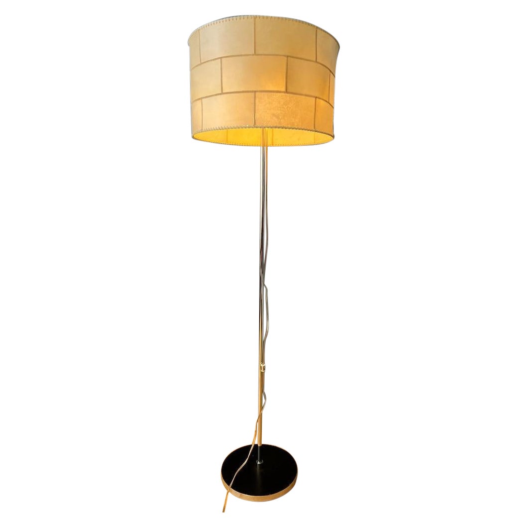 Mid Century Staff Leuchten Leather Floor Lamp, 1970s For Sale