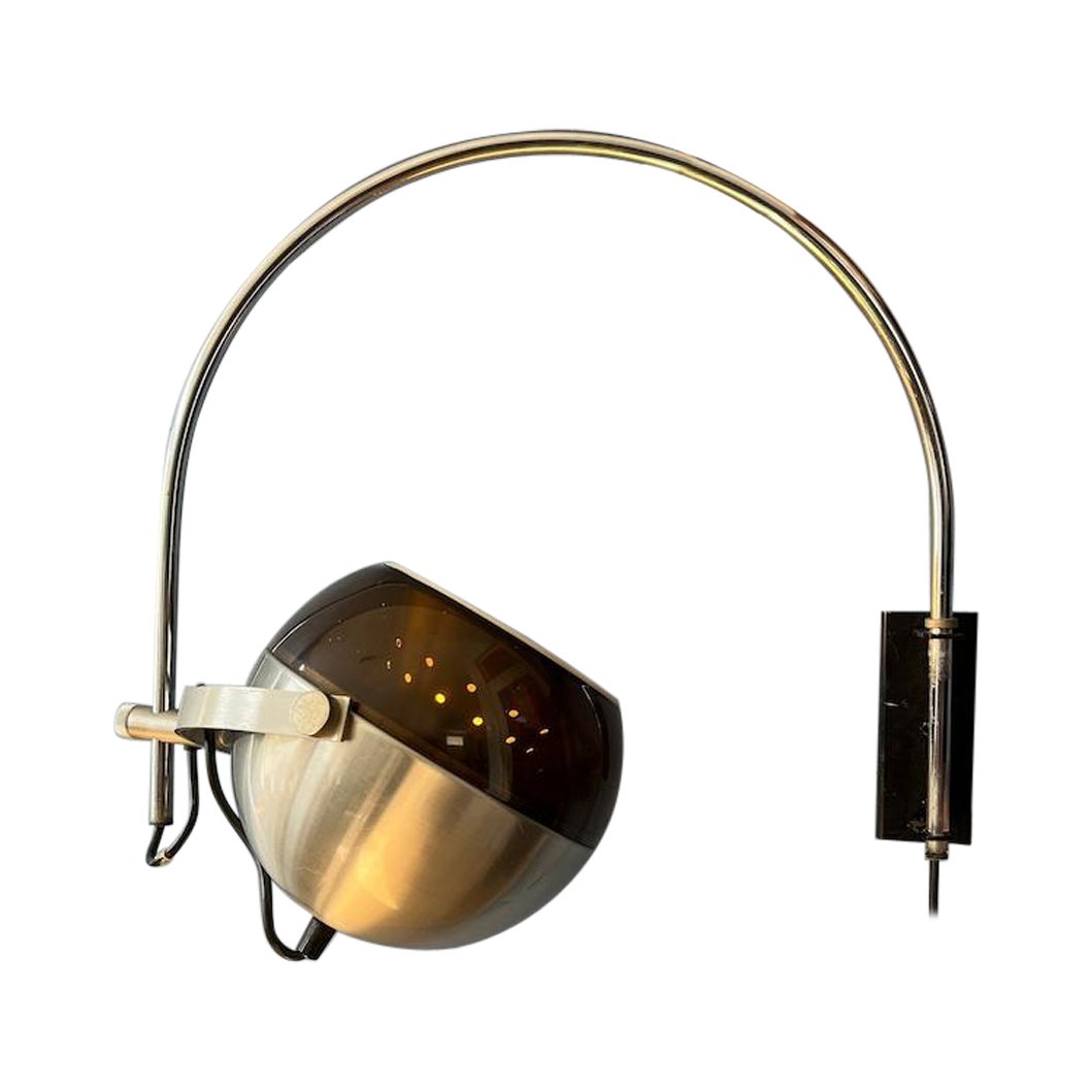 Vintage 70s Space Age Arc Wall Lamp 'Globe' by Dijkstra, 1970s For Sale
