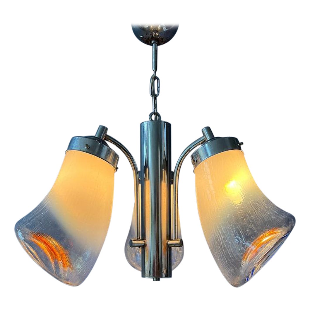 Mid Century Mazzega Murano Glass Chandelier Lamp, 1970s