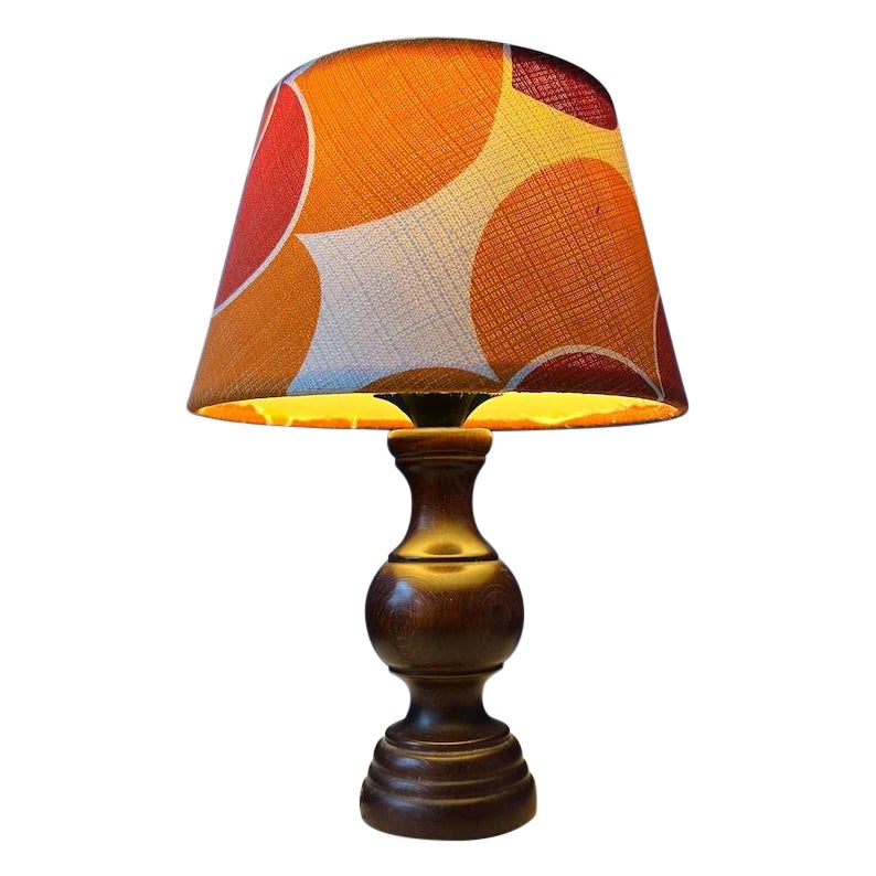 Vintage Space Age Table Lamp with Orange Textile Shade, 1970s For Sale