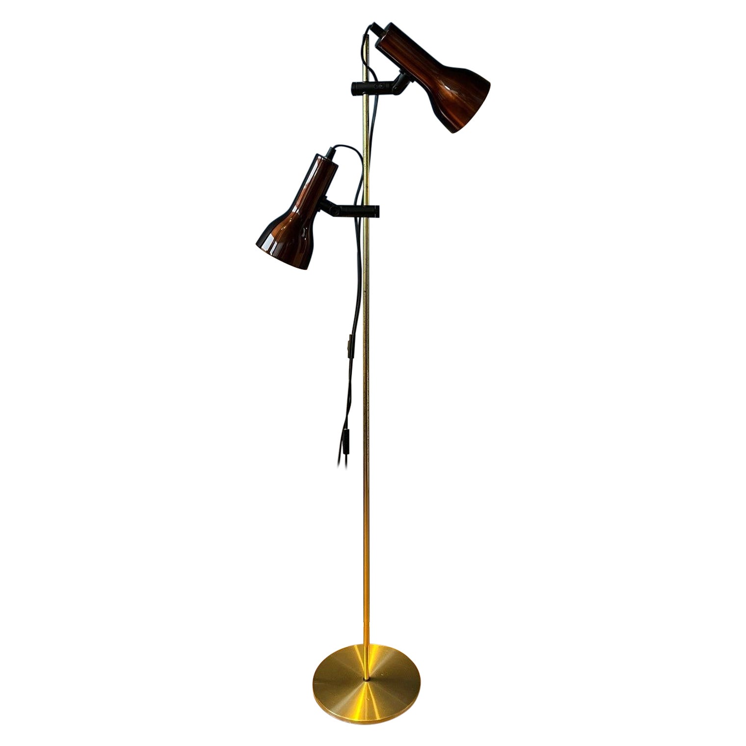 Mid Century Space Age Standing Floor Lamp Light with Bourdeaux Red Spots, 1970s For Sale