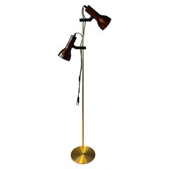 Vintage Mid Century Space Age Standing Floor Lamp Light with Bourdeaux Red Spots, 1970s