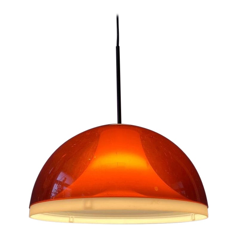 Orange Smoked Acrylic Glass Space Age Pendant Lamp by Dijkstra, 1970s For Sale