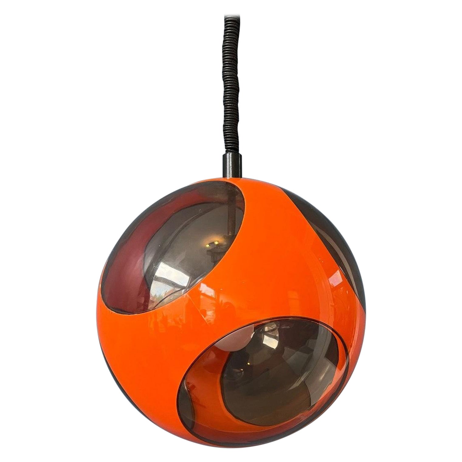 Lampe suspendue orange du milieu du siècle dernier « Bug Eye » Massive de Luigi Colani, 1970