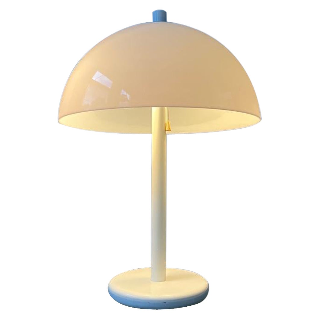 Mid Century White Mushroom Table Lamp by Dijkstra, 1970s For Sale