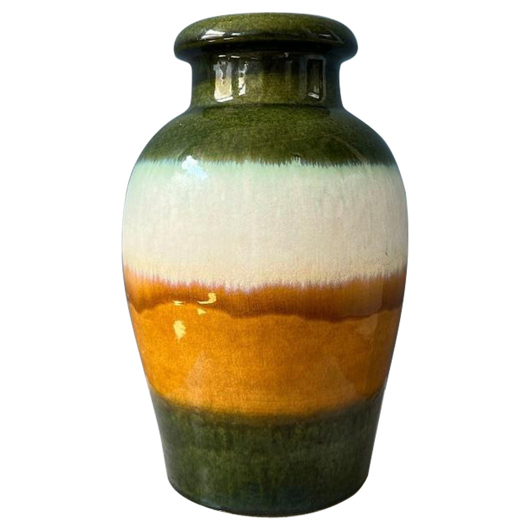 Green and Yellow Scheurich West Germany Ceramic Vase, 1970s For Sale