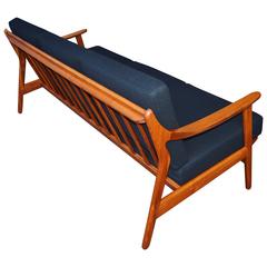 Sculptural Teak Frame Sofa New Black Wool
