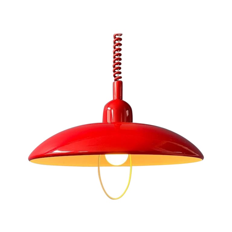 Vintage Red Metal Space Age Pendant Lamp, 1970s