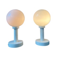 Vintage Set of 2 of White Space Age Opaline Glass Table Lamps, 1970s