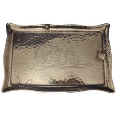 Tiffany & Co. Sterling Silver Business Card Tray, Hand-Hammered with Beetle