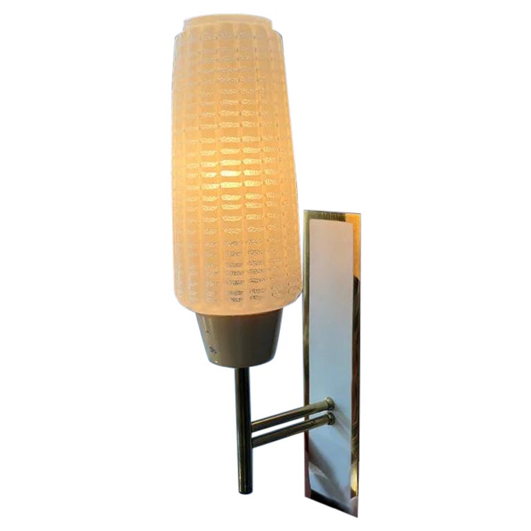 Mid Century Sconce Glass Wall Lamp Scandinavian Light Fixture, 1970s For Sale