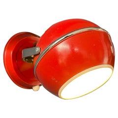 Vintage Red Mid Century Space Age Eyeball Wall Lamp, 1970s