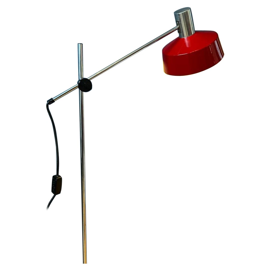 Lampadaire rouge réglable dans le style de Hoogervorst, 1970 en vente