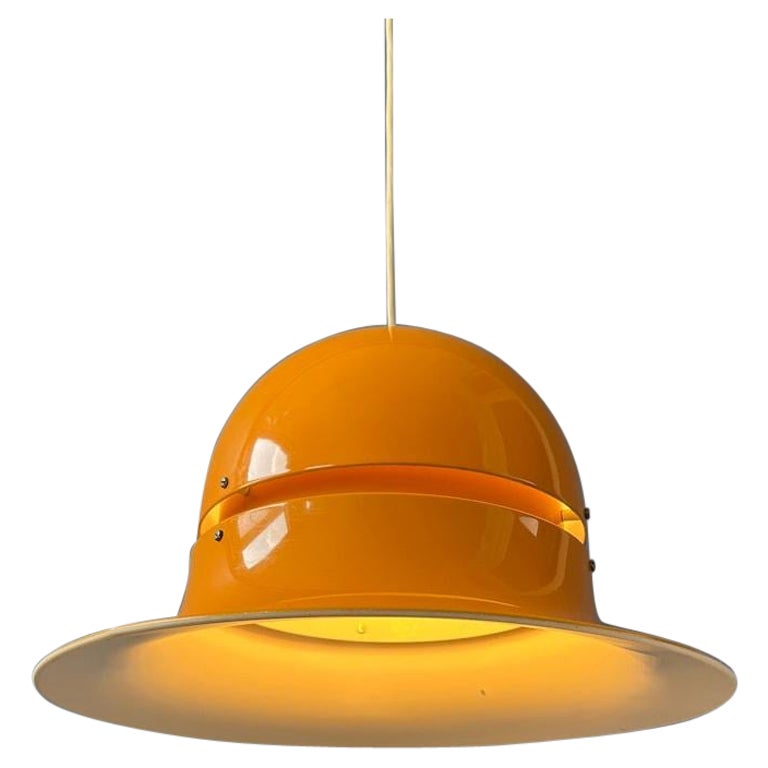 Unique Mid Century Space Age Pendant Lamp in Yellow Colour, 1970s For Sale