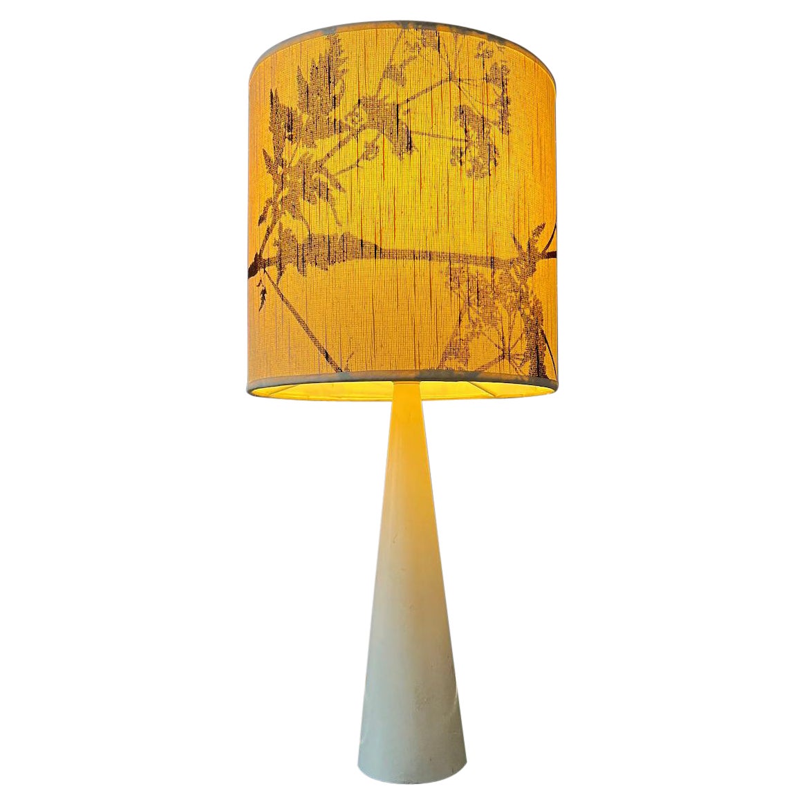 Elegant Mid Century Desk Lamp With Beautifully Patterned Shade, 1970s For Sale