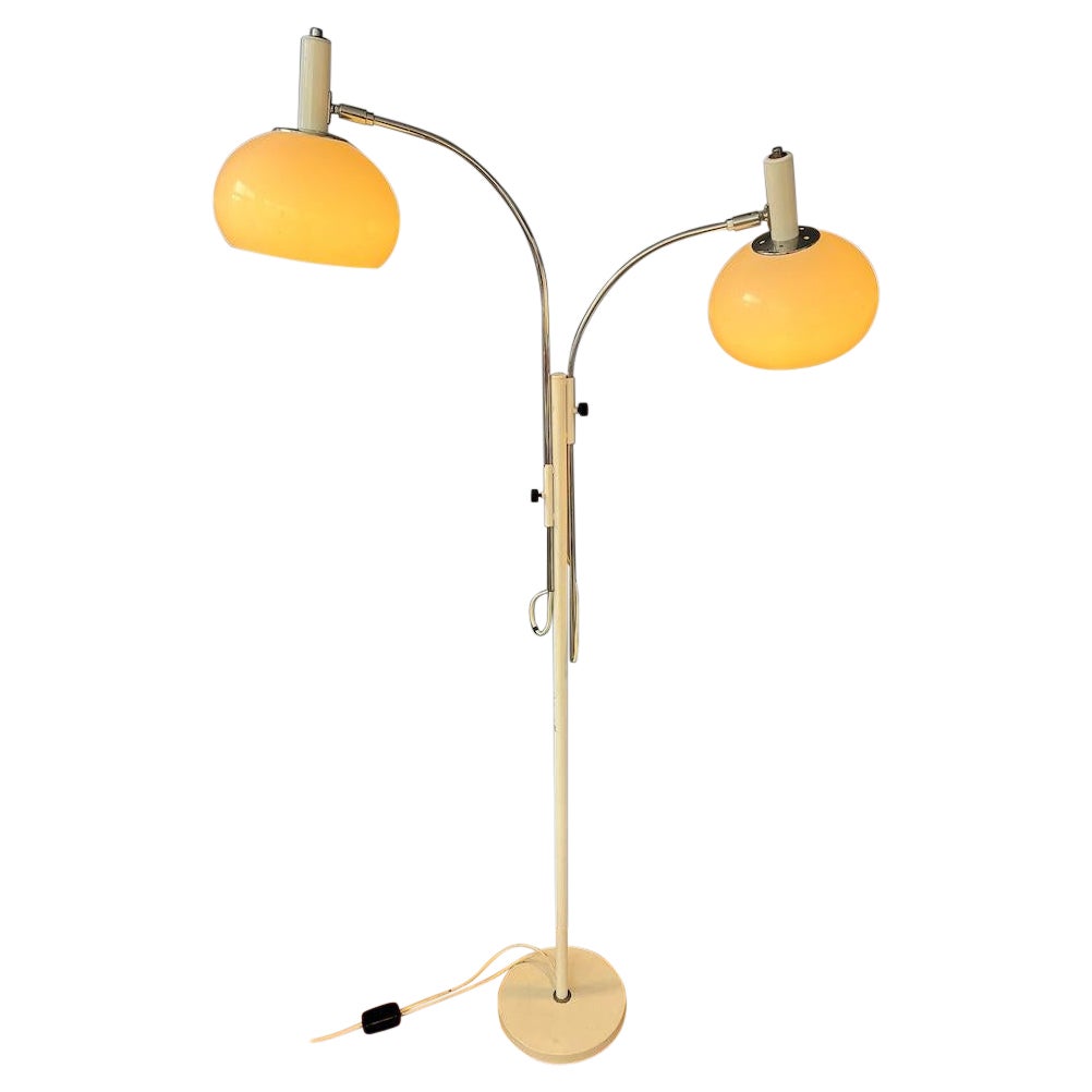 Mid Century Double Arc Space Age Mushroom Floor Lamp by Dijkstra, 1970s For Sale