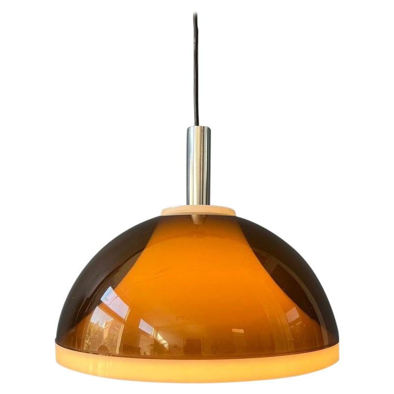 Brown Smoked Acrylic Glass Space Age Pendant Lamp by Dijkstra, 1970s For Sale