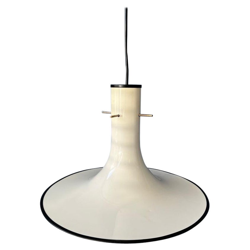 Mid Century White Space Age Metal Witch Hat Pendant Lamp, 1970s For Sale