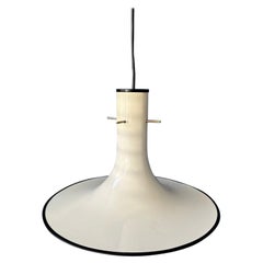 Mid Century White Space Age Metal Witch Hat Pendant Lamp, 1970s