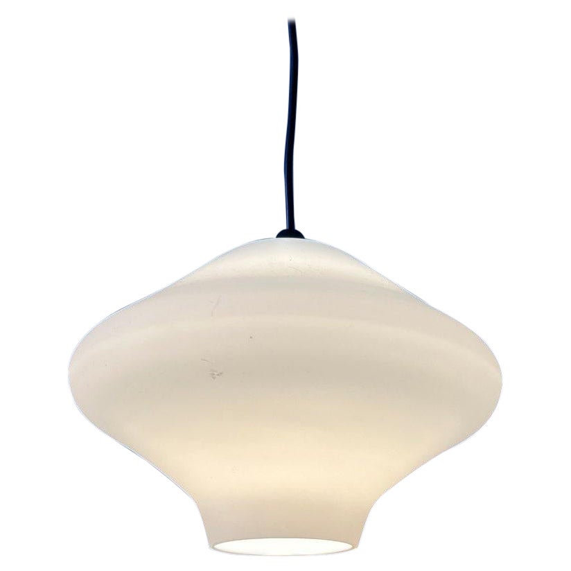 Vintage Mid Century Milk Glass Pendant Light, 1970s For Sale