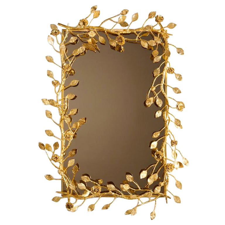 Marc Bankowsky, Le Printemps, Bronze Mirror, Floral Motif, France, 2023 For Sale