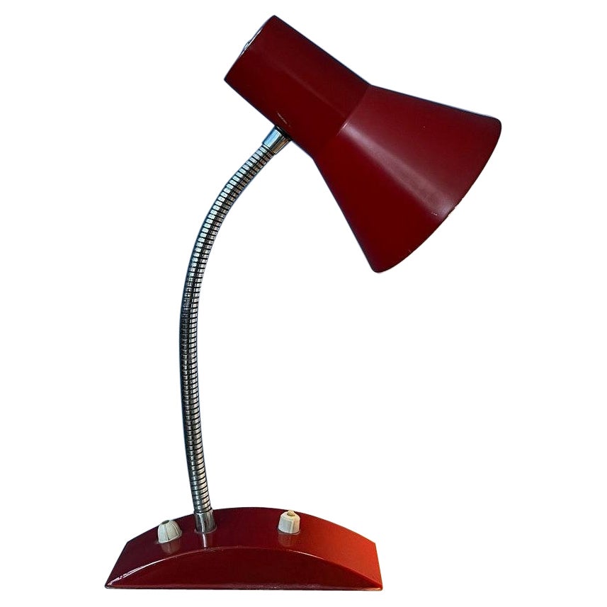 Flexible Vintage Red Space Age Table Lamp, 1970s For Sale