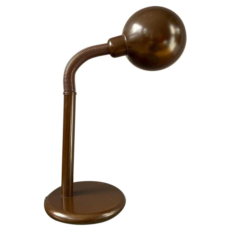 Mid Century Adjustable Brown Snake Table Lamp, 1970s For Sale
