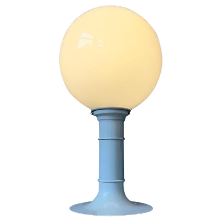 White Space Age Table Lamp with Opaline Glass Shade by Woja Holland, 1970s