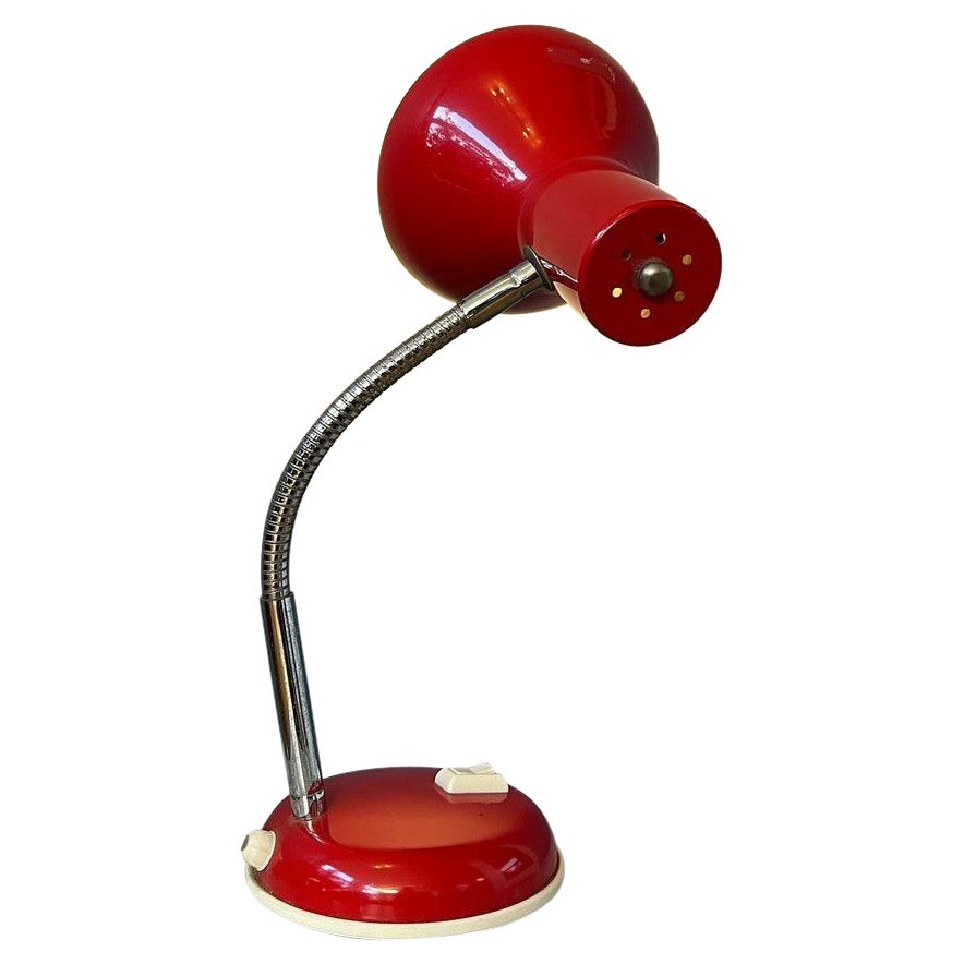 Vintage Flexible Red Spage Age Table Lamp, 1970s For Sale