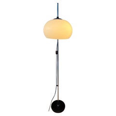 Mid Century Mushroom Floor Lamp with White Plexiglass Shade, 1970s