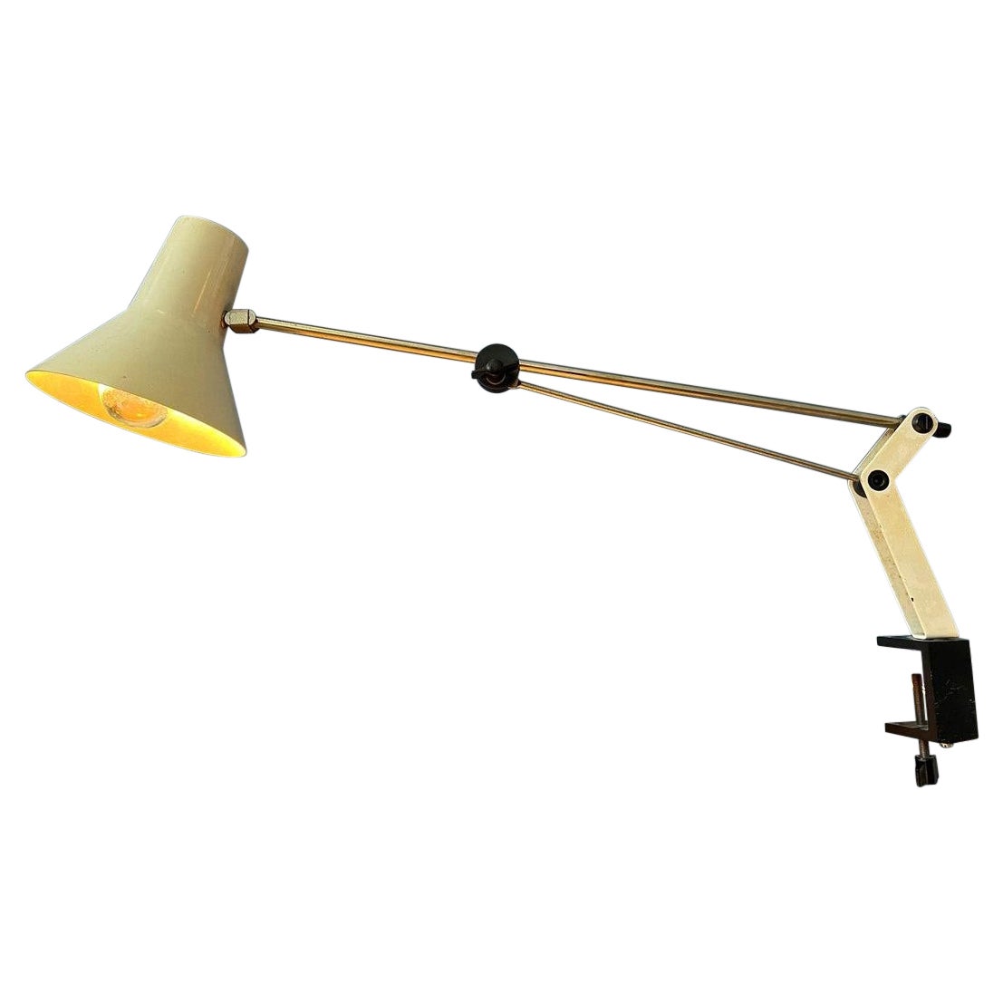 Mid Century Adjustable Clamp Desk Lamp, 1970s For Sale