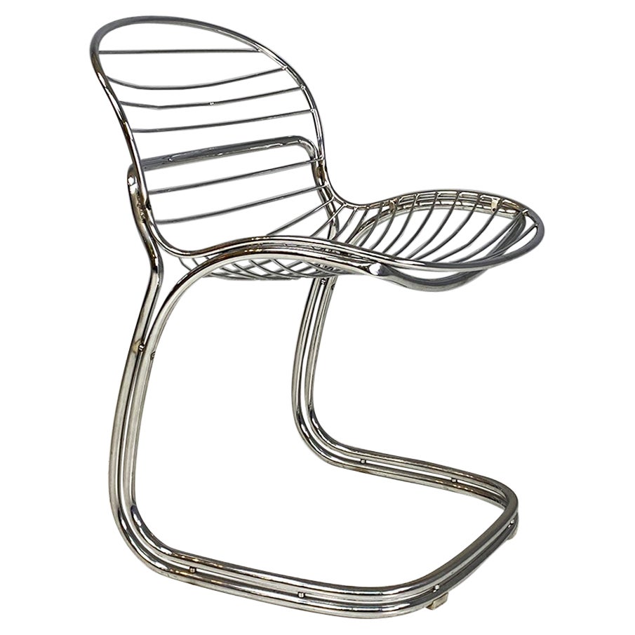 Italian modern chromed steel Sabrina chair by Gastone Rinaldi for Rima, 1970s For Sale