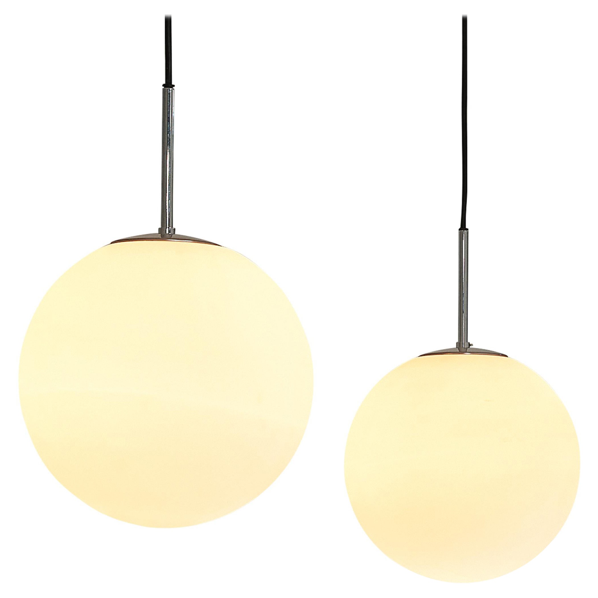 Pendants with White Glass Spheres