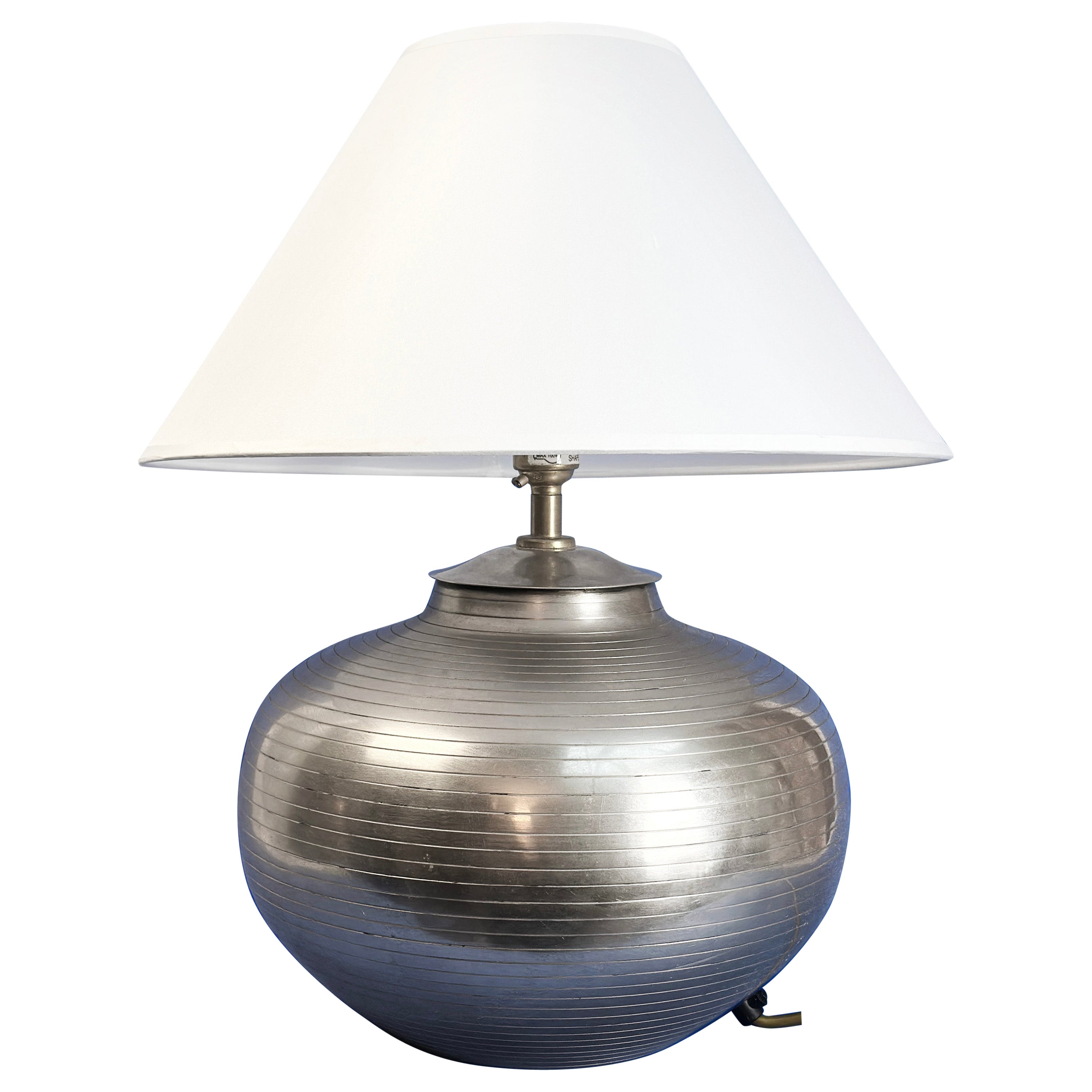 Vintage Hammered Metal Table Lamp, Bulbous Base - Sylvia Stave Style