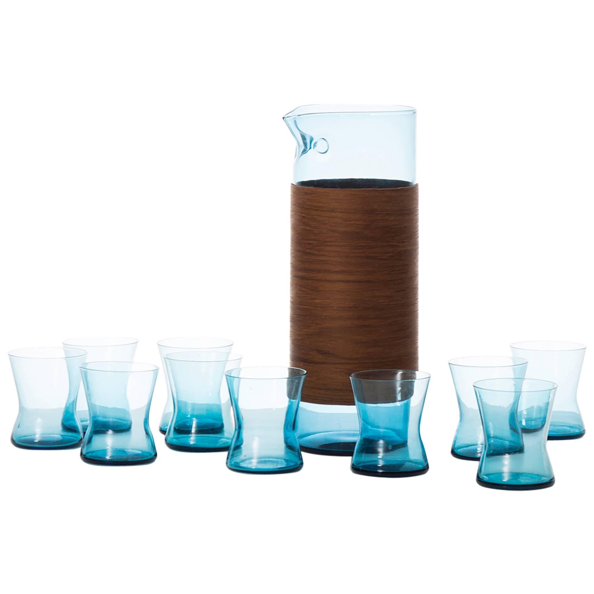 Set of Ten Glasses and a Carafe Produced in Finland