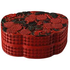 Three-Colored 18th Century Chinese Lacquer Box and Cover