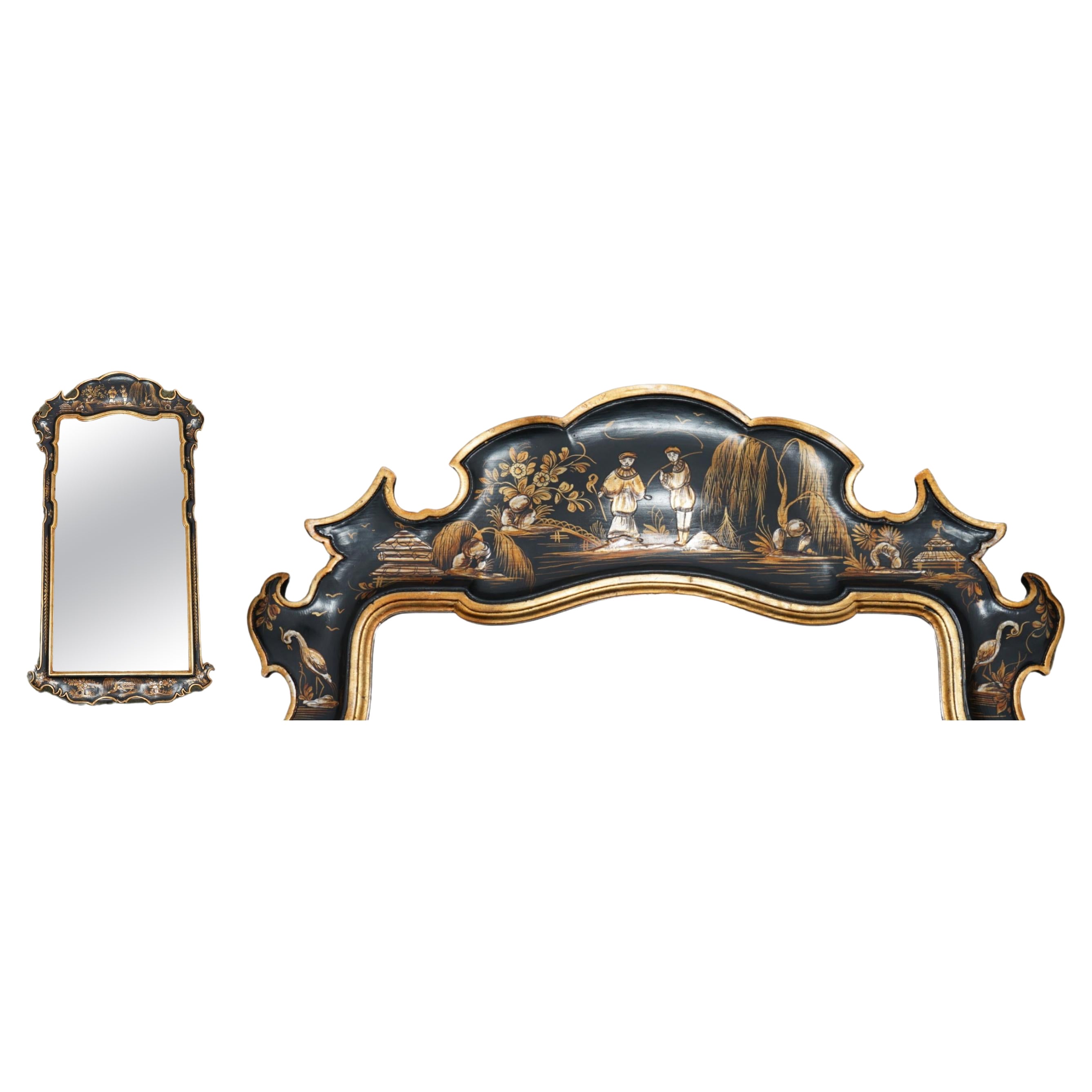 1.4 METER CHINESE CHINOISERIE MiRROR ORNATE-Handgemälde, STAMPED IN ITALY gefertigt