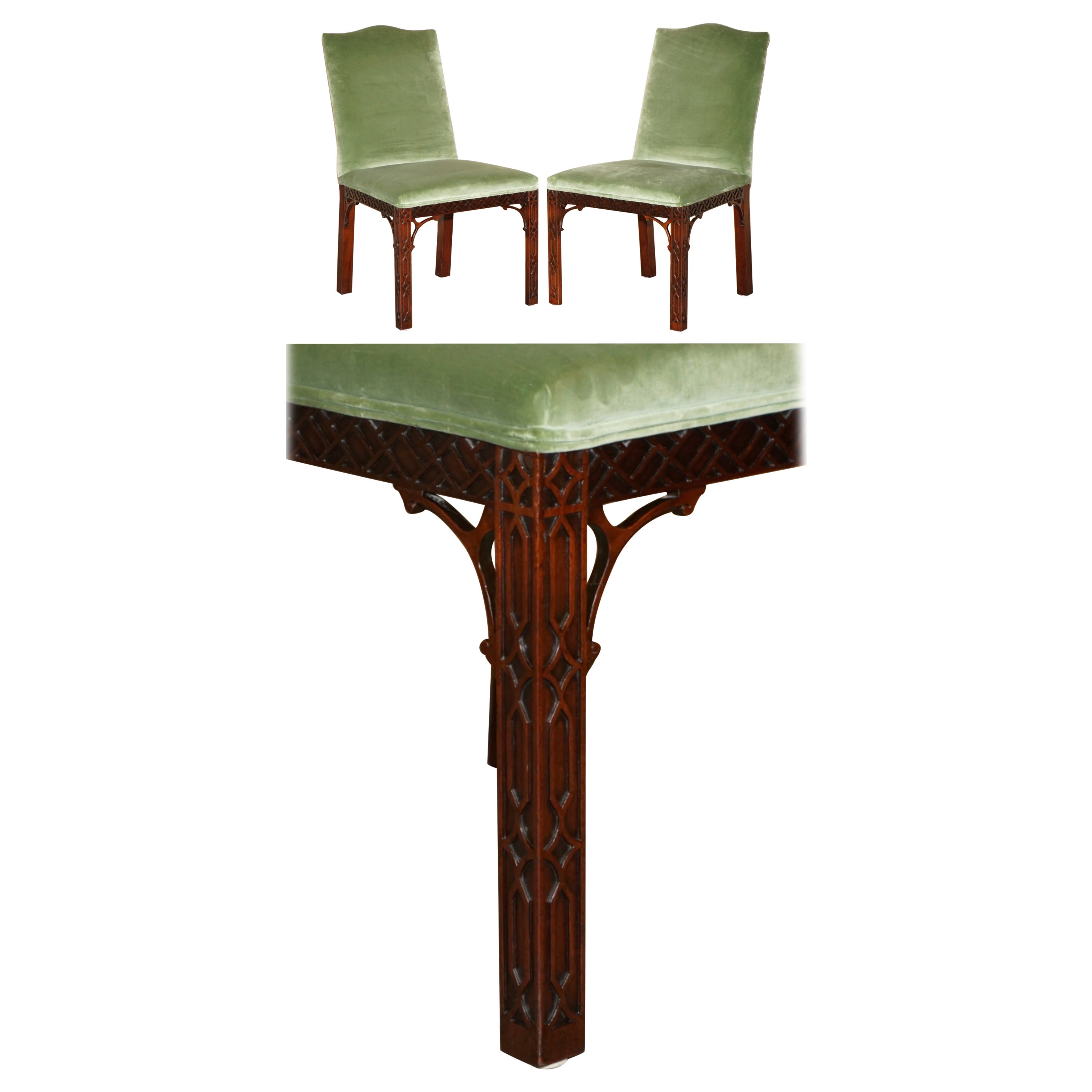 Paire d'anciennes chaises d'appoint sculptées en ormeau de style victorien THOMAS CHIPPENDALE