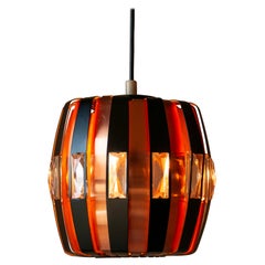 Vintage Werner Schou Design: L20 Copper Pendant Light with Glass Prism, Danish Origin