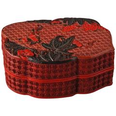Three Colored 18th Century Chinese Lacquer Box and Cover