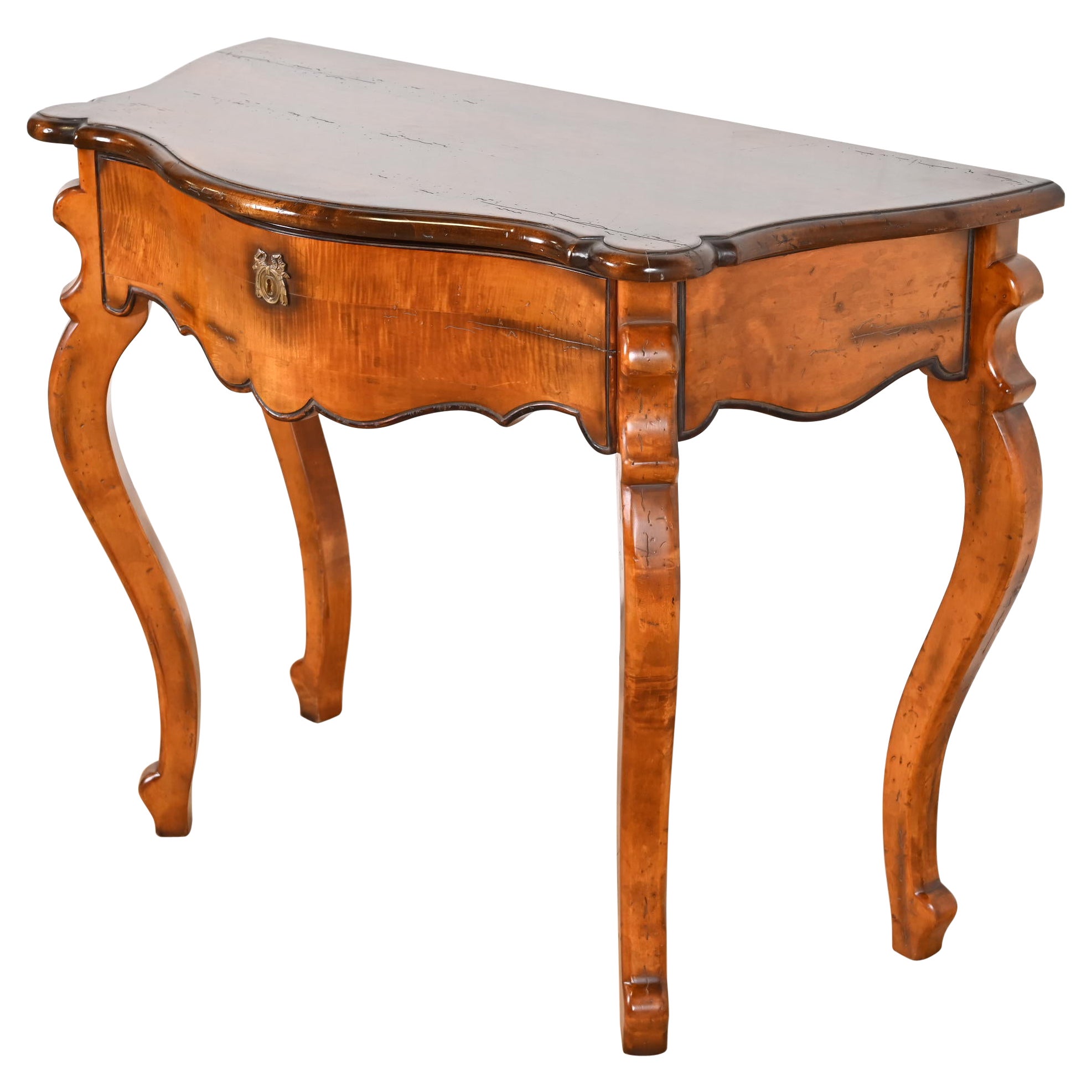 Baker Furniture Italian Provincial Carved Maple Console or Entry Table For Sale
