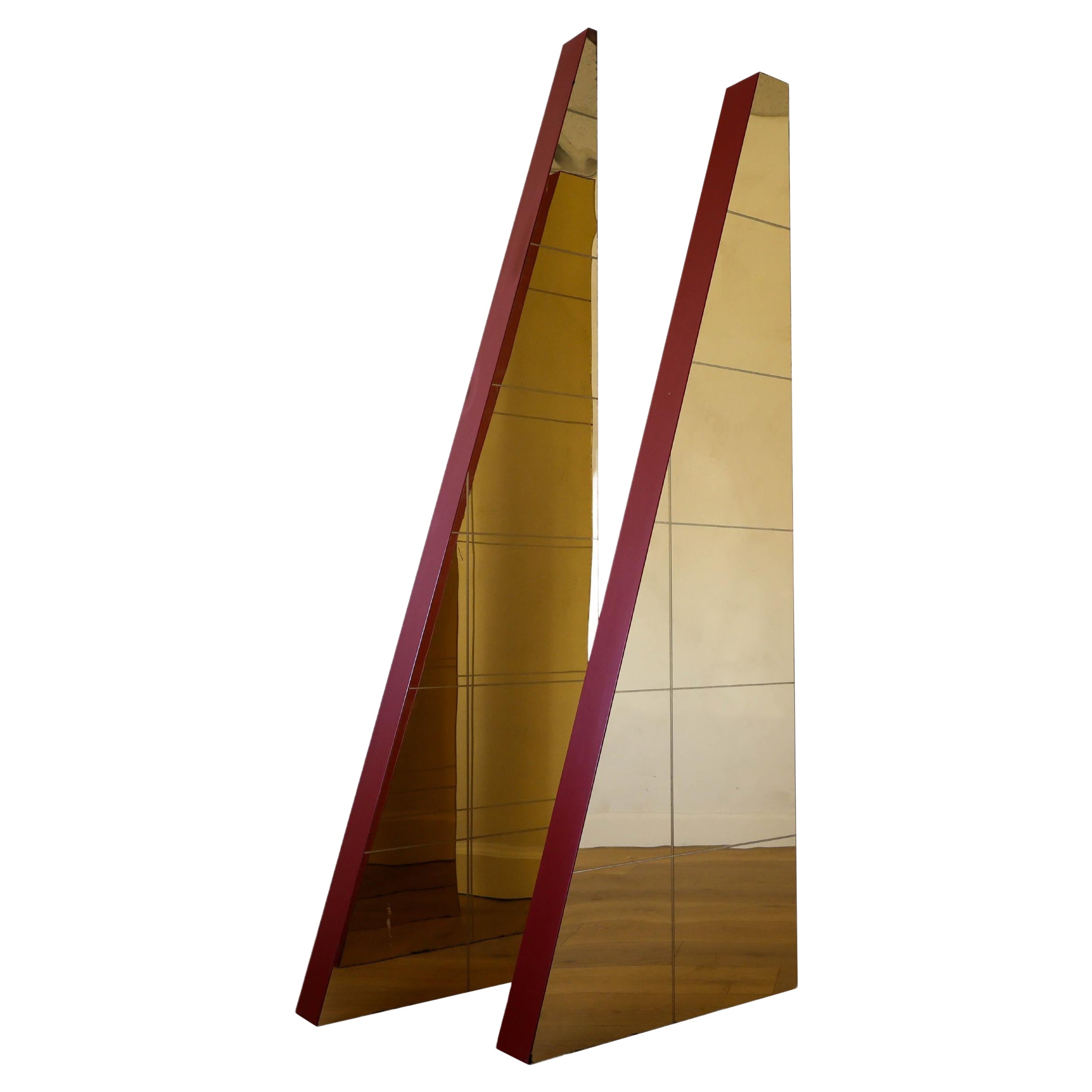 Vintage Rose Gold Pyramid Mirrors, circa 1970s-80s For Sale