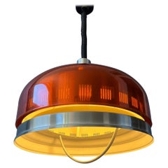 Transparente Space Age UFO-Pendelleuchte in Orange, 1970er-Jahre