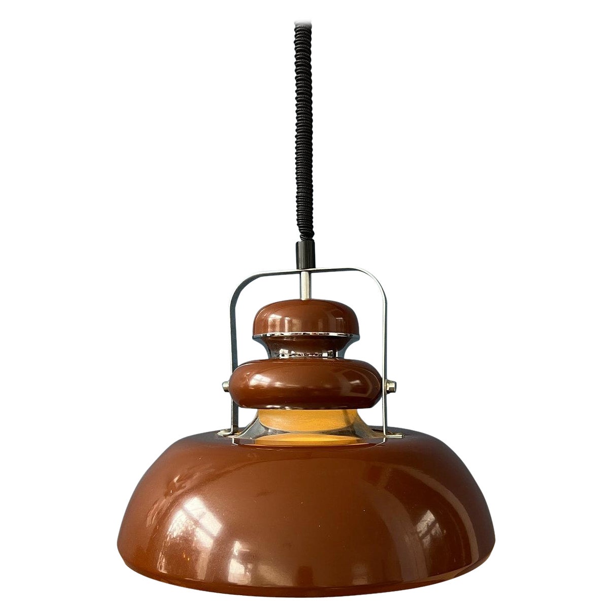 Anvia Mid Century Space Age Brown Pendant Lamp, 1970s For Sale