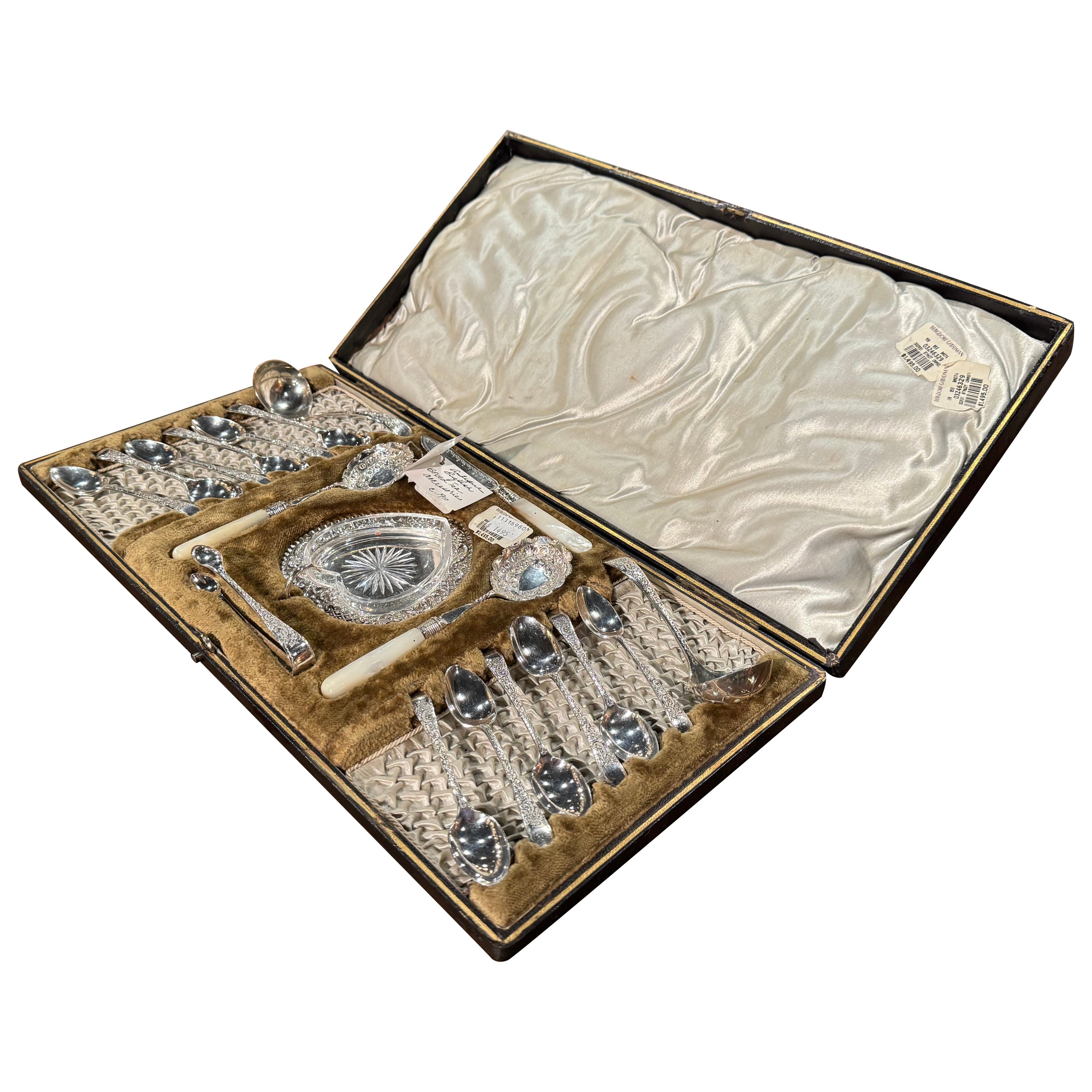 Set of Early 20th Century Silver Tea Accessories with Original Box For Sale