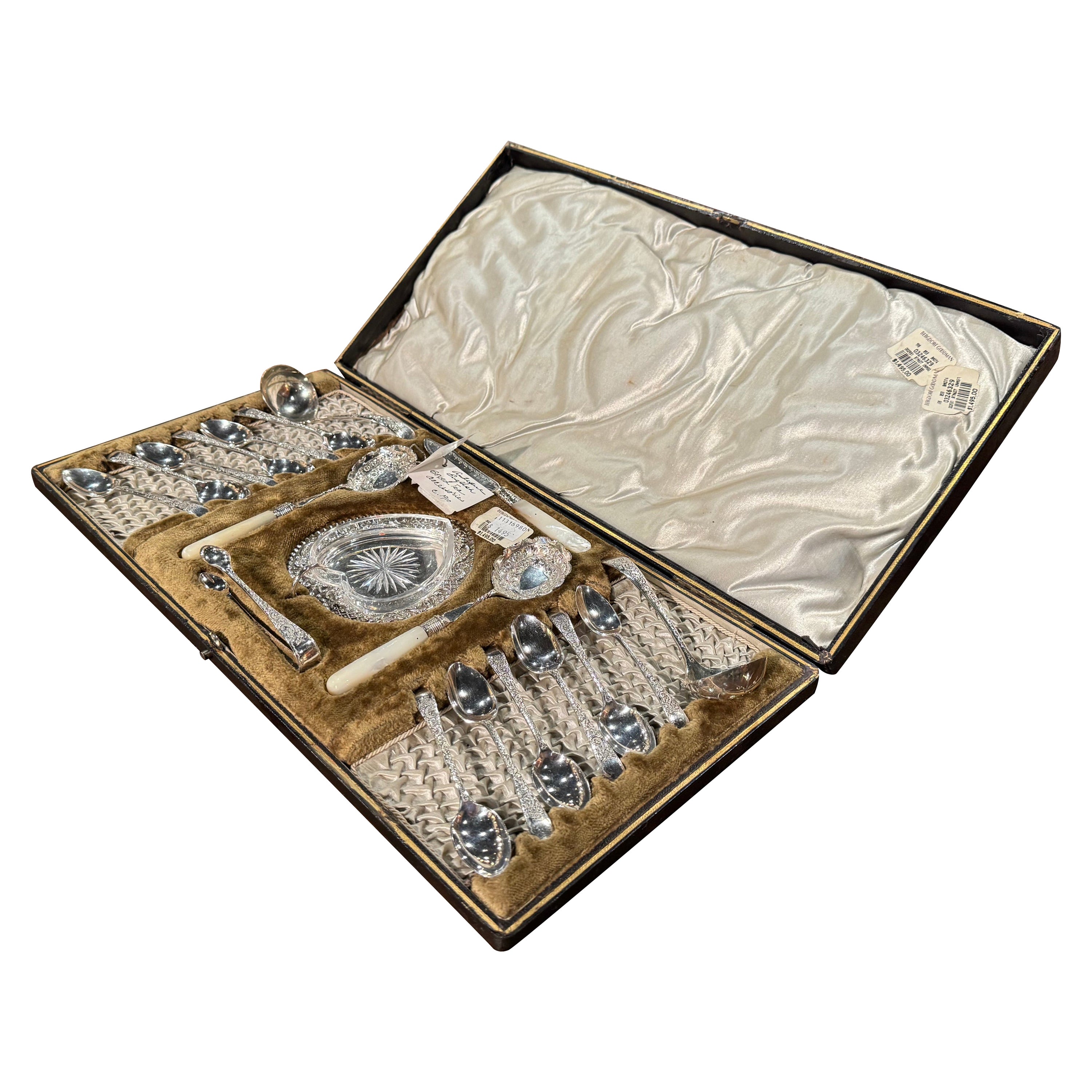 Set of Early 20th Century Silver Tea Accessories with Original Box