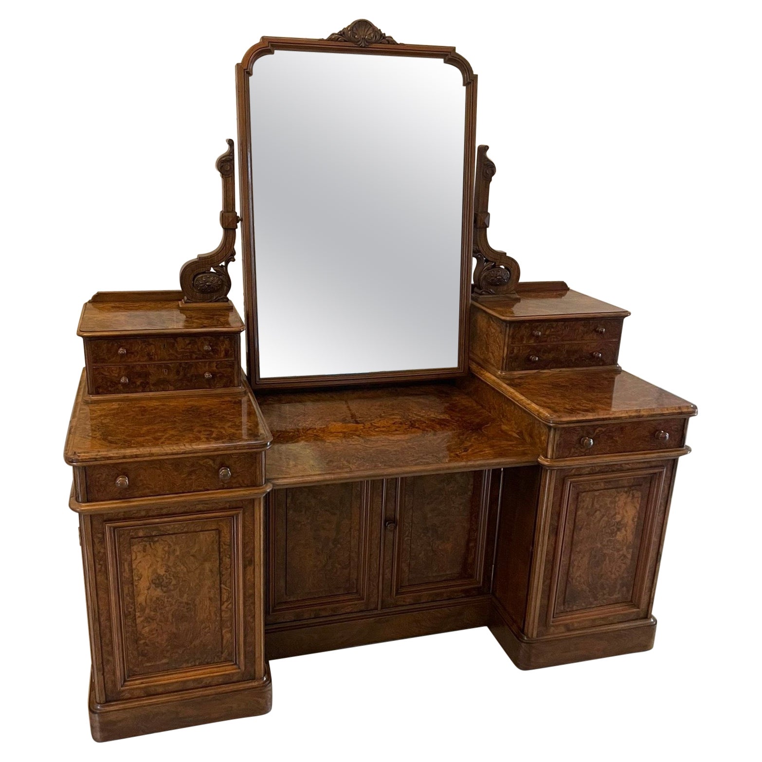 Exhibition Quality Antique Victorian Burr Walnut Dressing Table  For Sale