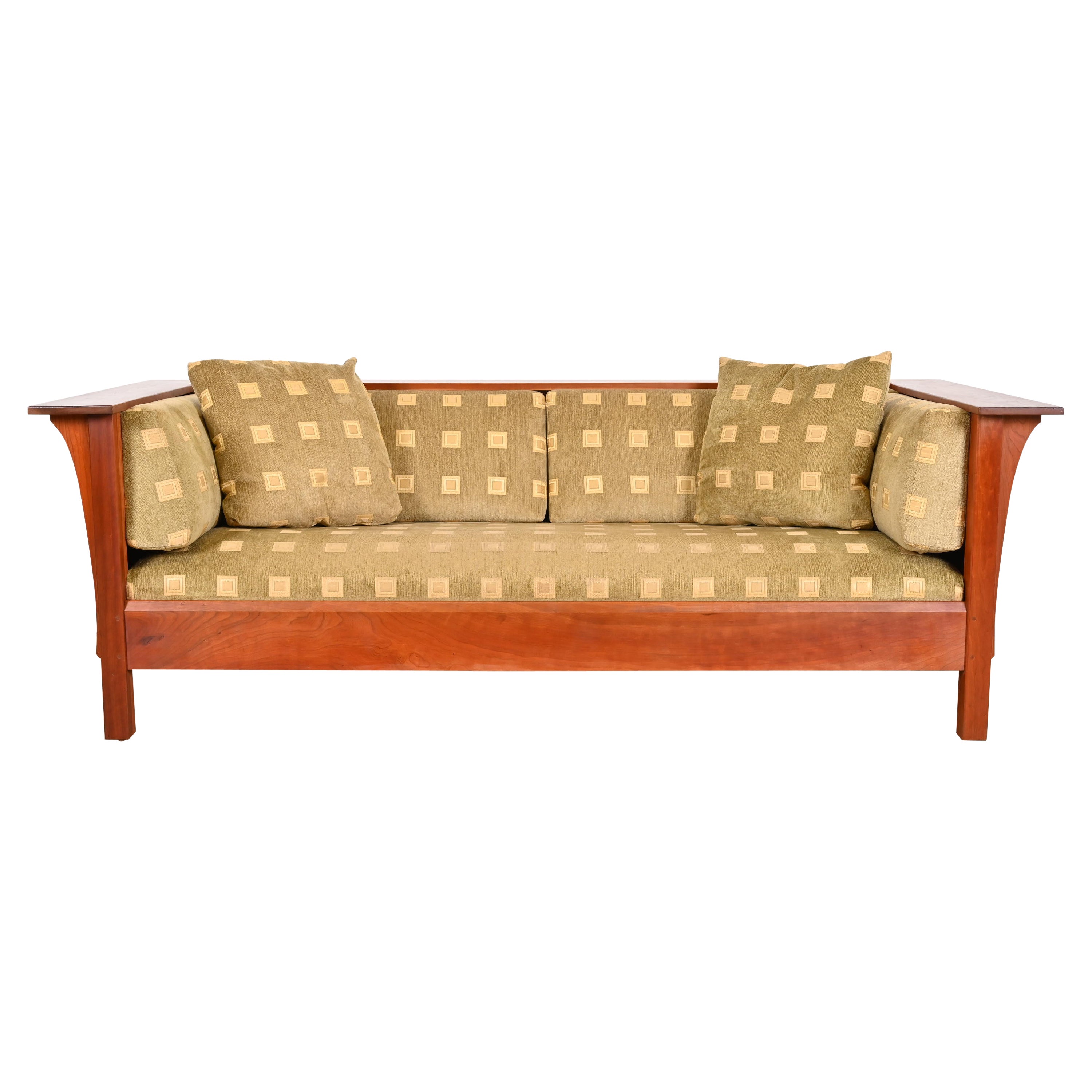 Stickley Mission Arts and Crafts Cherry Wood Settle Sofa For Sale