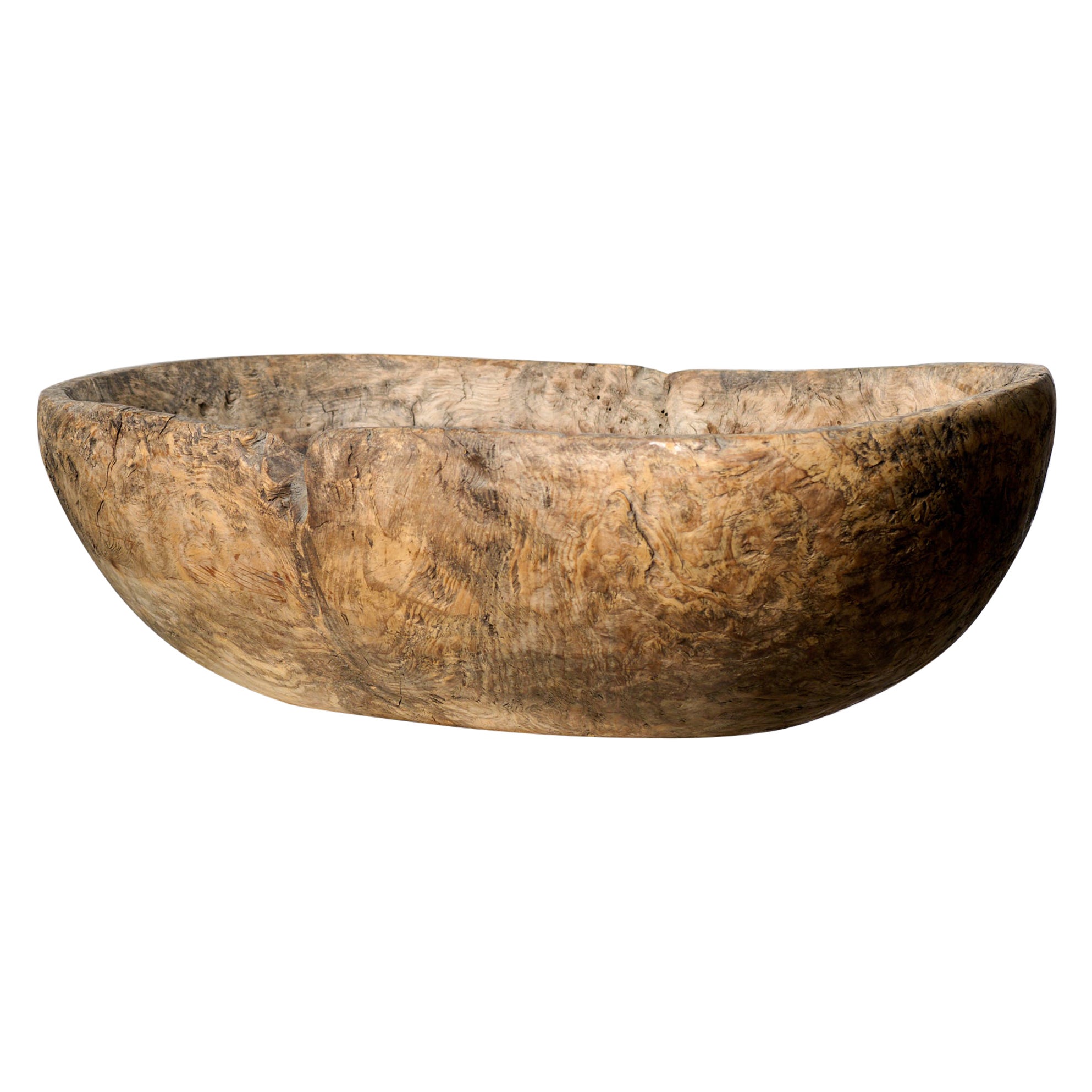 Antique Unusual Swedish 18th Century Hand-Made Country Solid Birch Root Bowl  For Sale