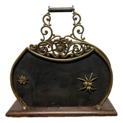 Used 19th Century English Mahogany Brass And Steel Magazine Rack  